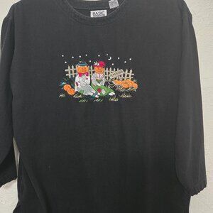 Women's Vintage Basic Editions Pumpkin Scarecrow Couple Size Large T-shirt